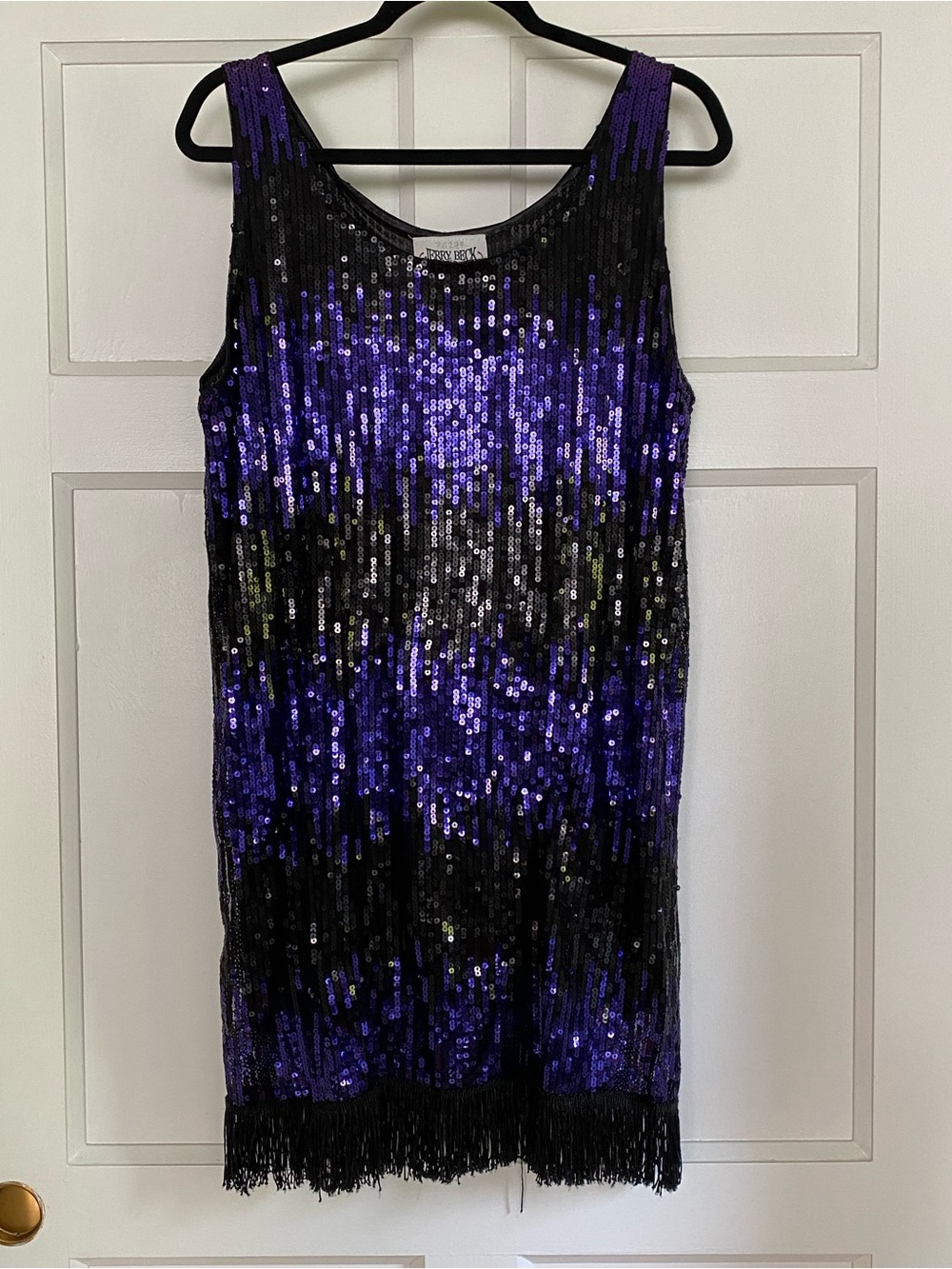 Purple & Black Sequin Fringe Flapper Style Dress | Jerry Beck